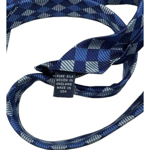 BROOKS BROTHERS Men's 100% Silk Necktie DESIGNER Tie Blue Geometric W:3.7" EUC - Picture 3 of 4